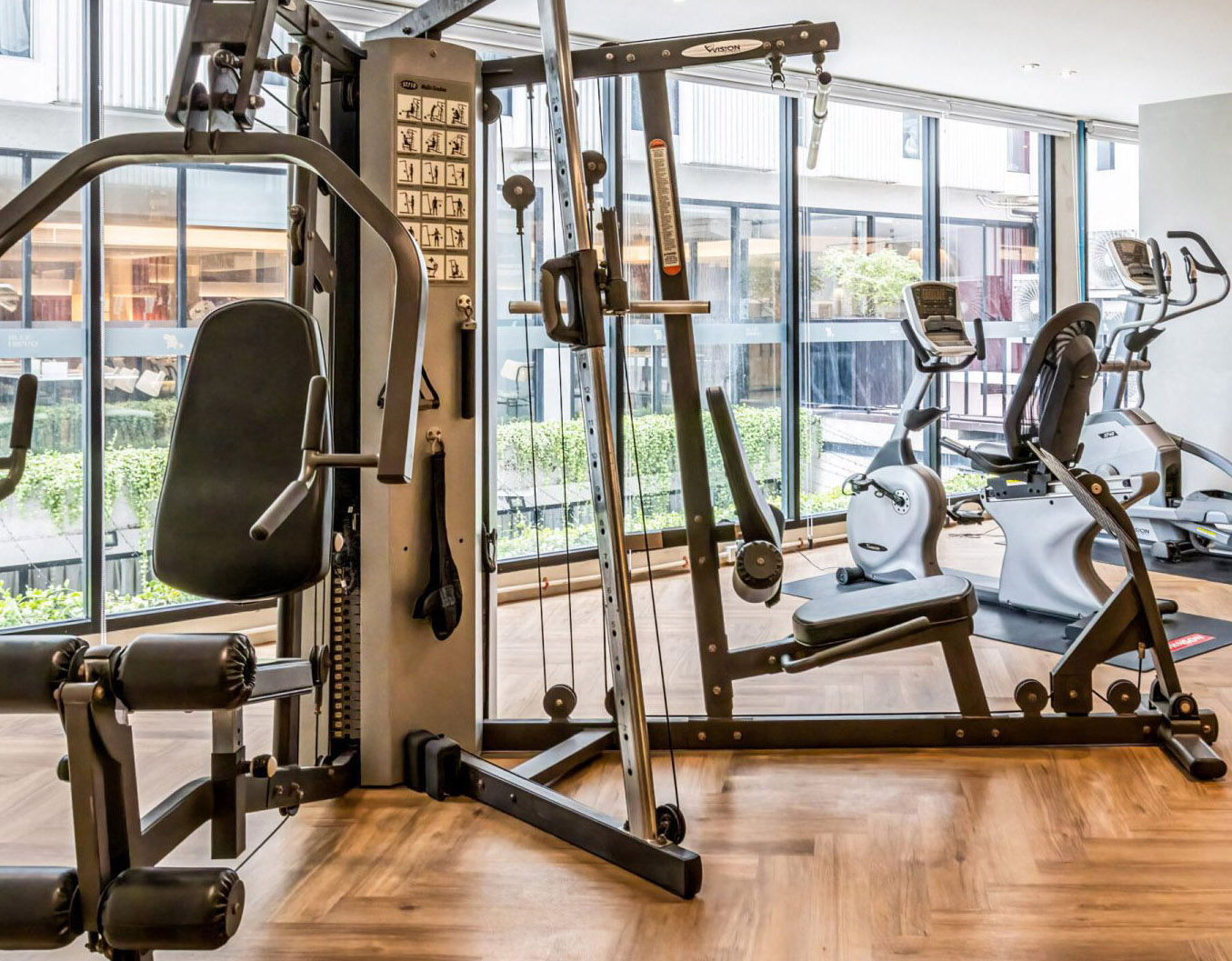 Compact gym space at Red Crocodile Hotel – mobile layout view